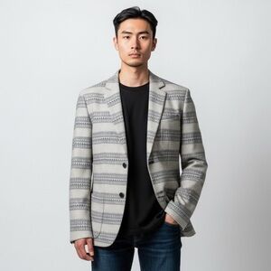 CHARLES AND A HALF Lightweight Wool Blend Blazer - Patterned Jacket  - Men Small